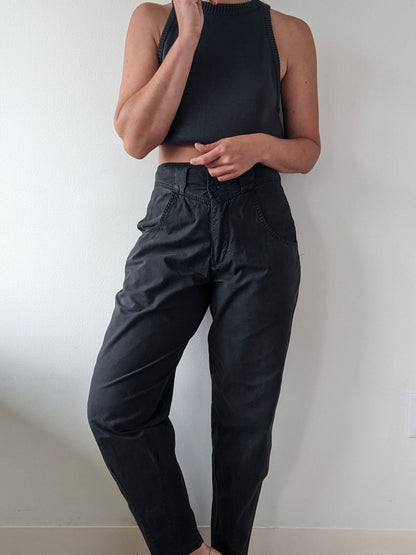 Vintage Faded Black High-Rise Trousers