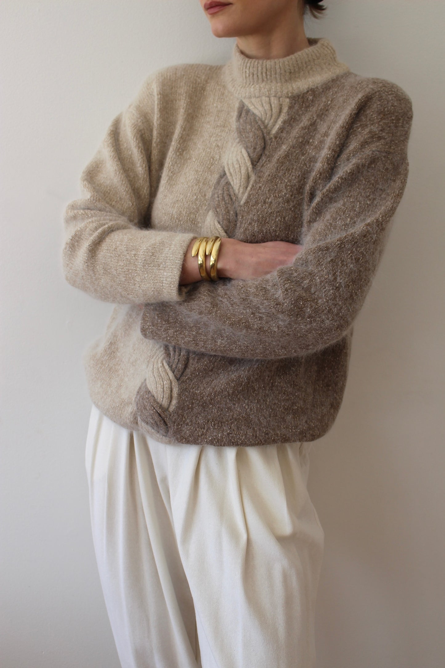 Vintage Two-Toned Silk & Angora Sweater