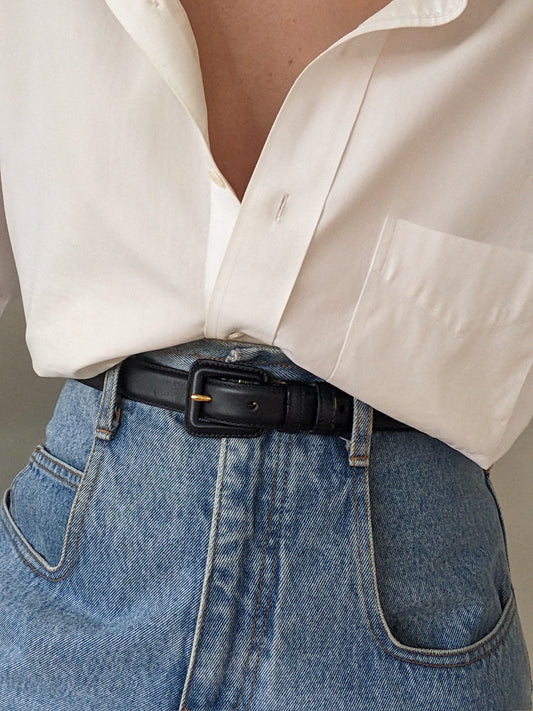 Vintage Midnight Smooth Leather Belt