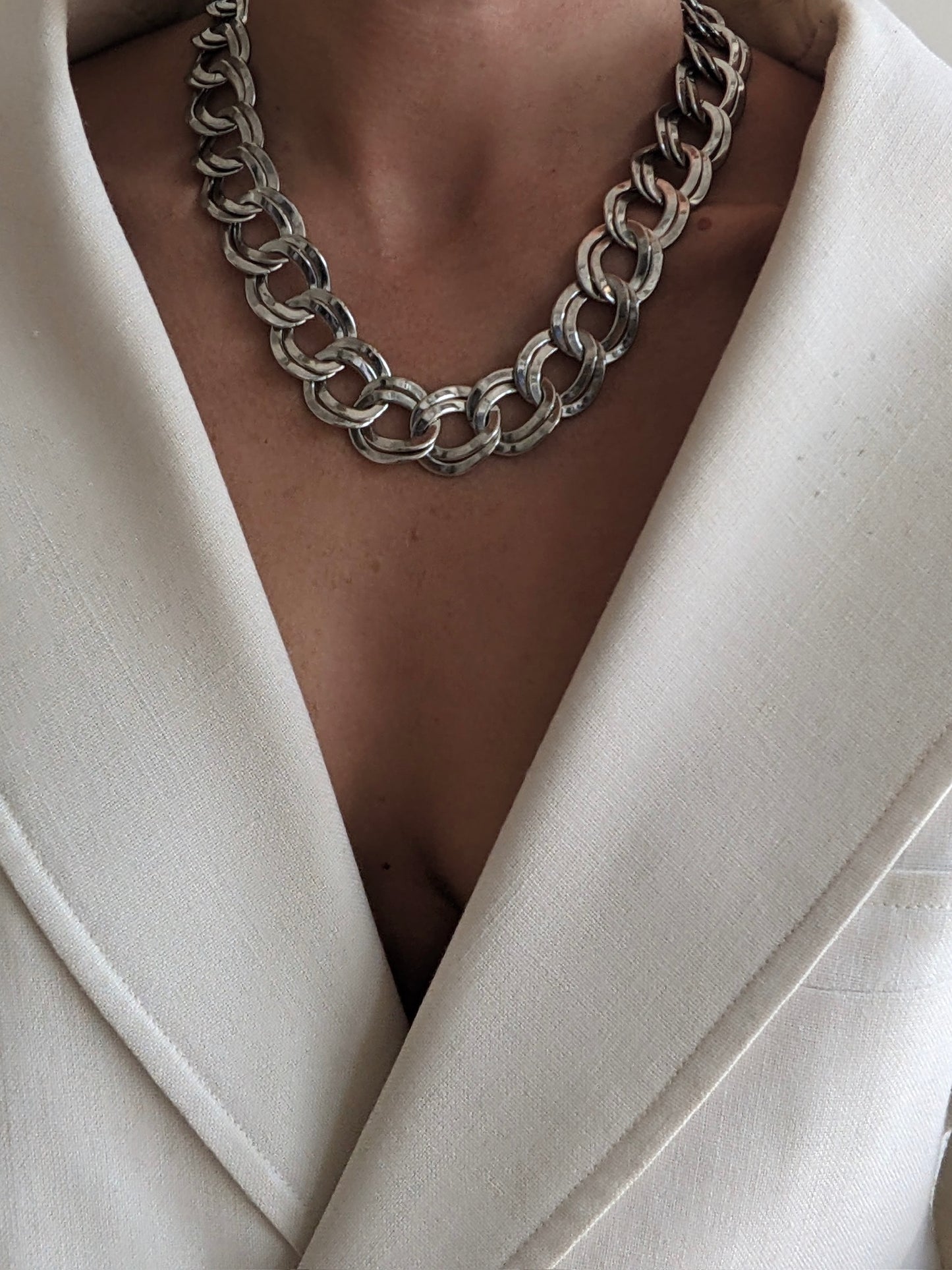Vintage Silver Double Link Necklace
