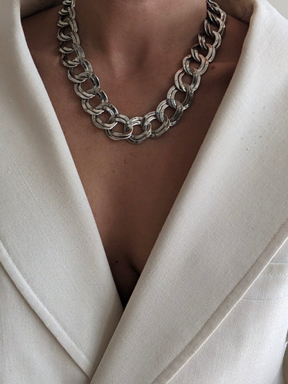 Vintage Silver Double Link Necklace