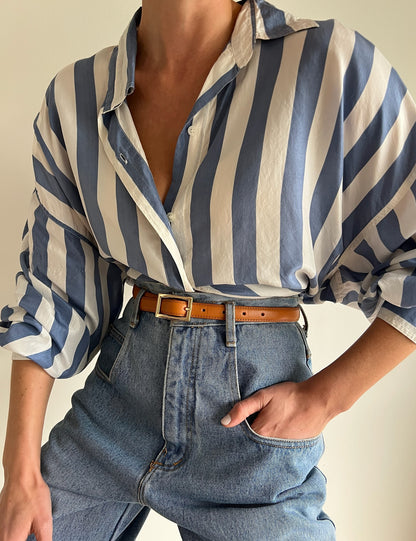 Vintage Sky Striped Silk Button Down