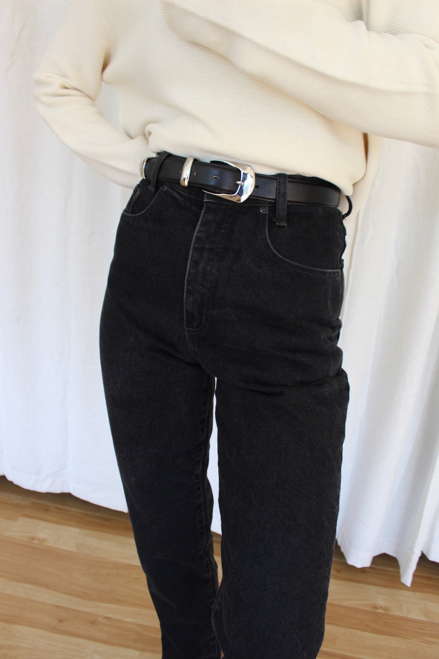 Vintage Jet Black High Waist Denim