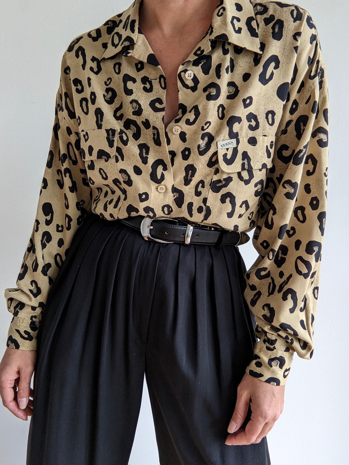 Vintage Guess Leopard Print Button Down