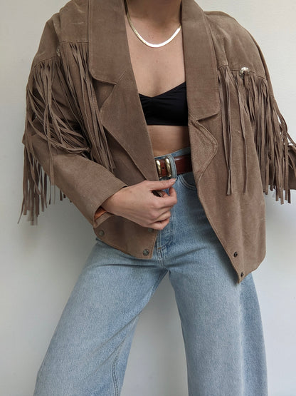 Vintage Amaretto Fringed Suede Jacket