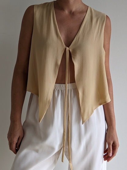 Vintage Sand Silk Tie Vest