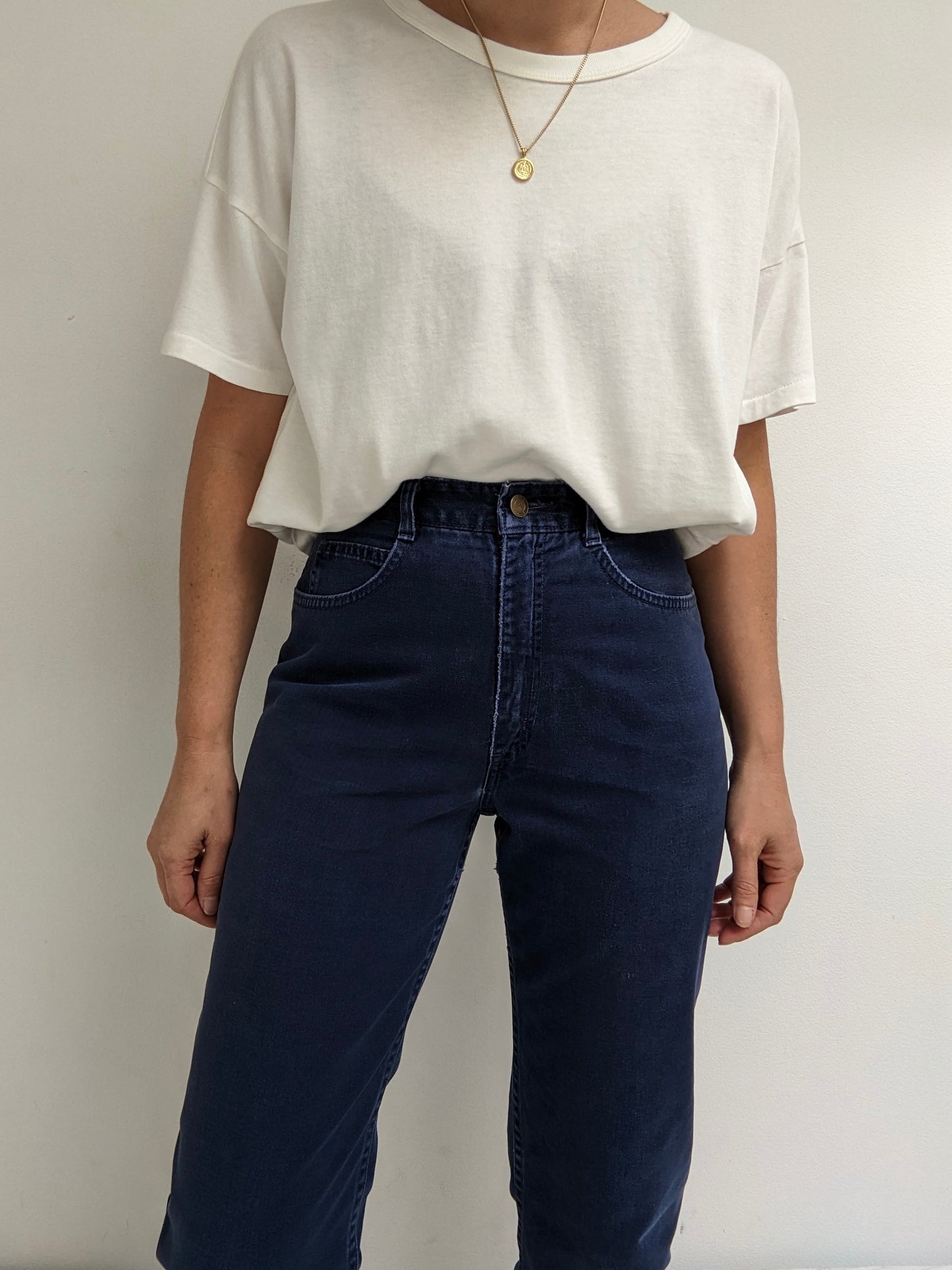 90s Petite Faded Navy Twilled Pants