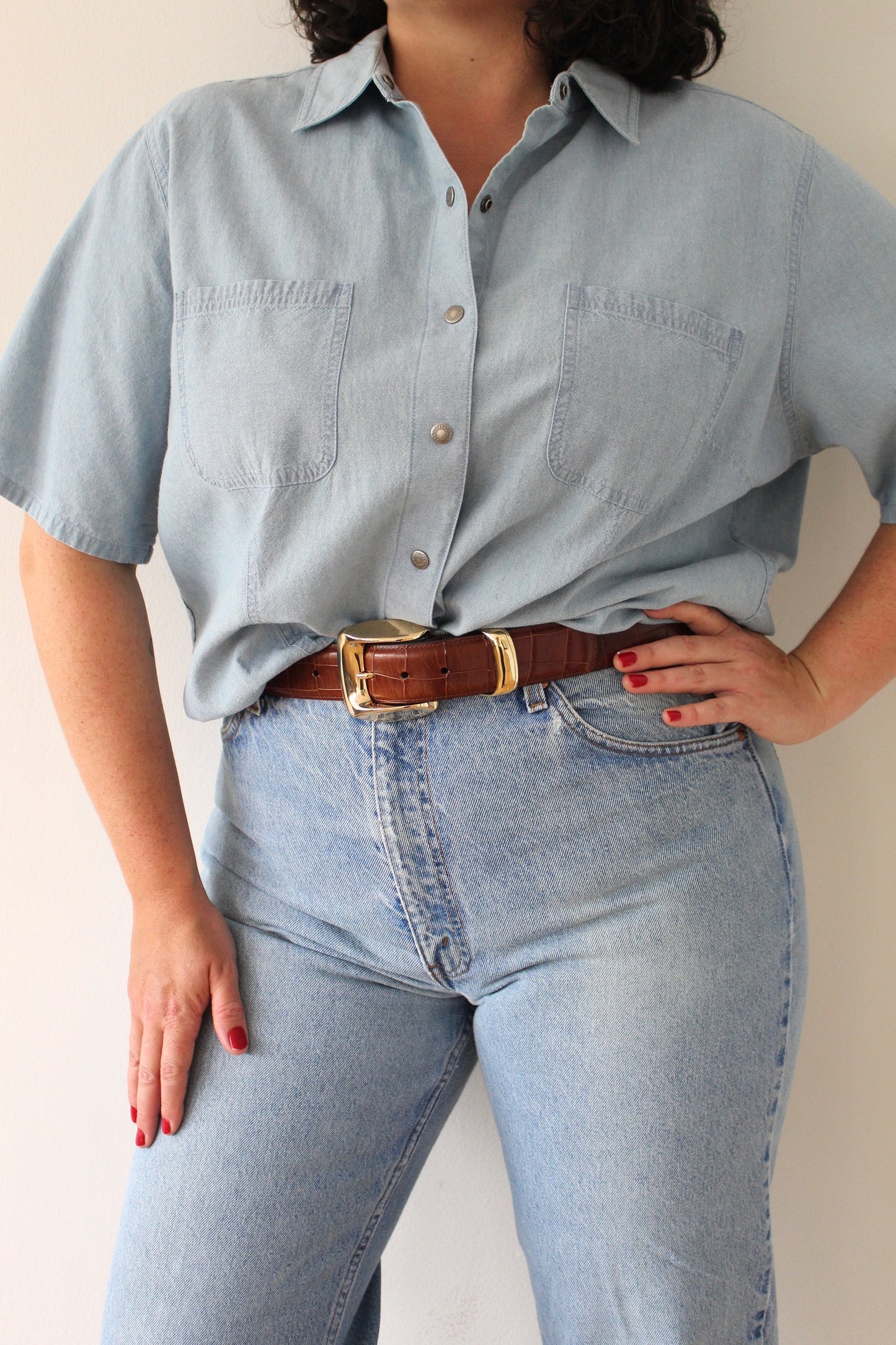 Vintage Chambray Snap Button Shirt