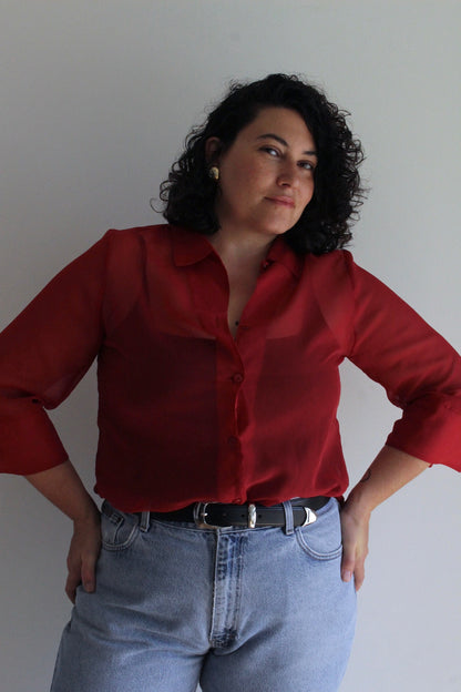 Vintage Rouge Sheer Tunic Blouse