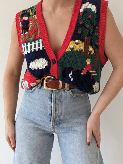 Sweetest Vintage Farm-Scene Sweater Vest