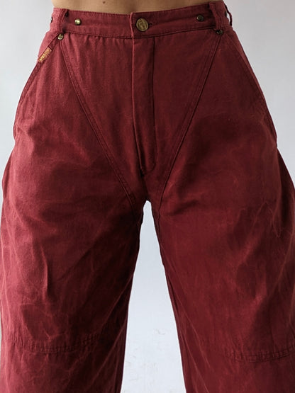 Vintage Brick Red Wide Curve Pants