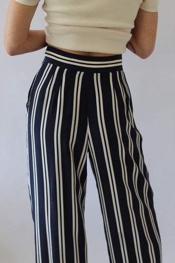 Rare Vintage Striped Silk Wide Leg Pant