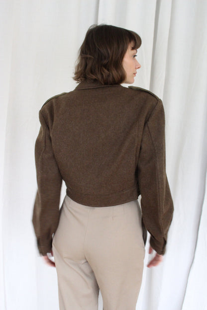 Amazing Vintage French Army Wool Crop Jacket