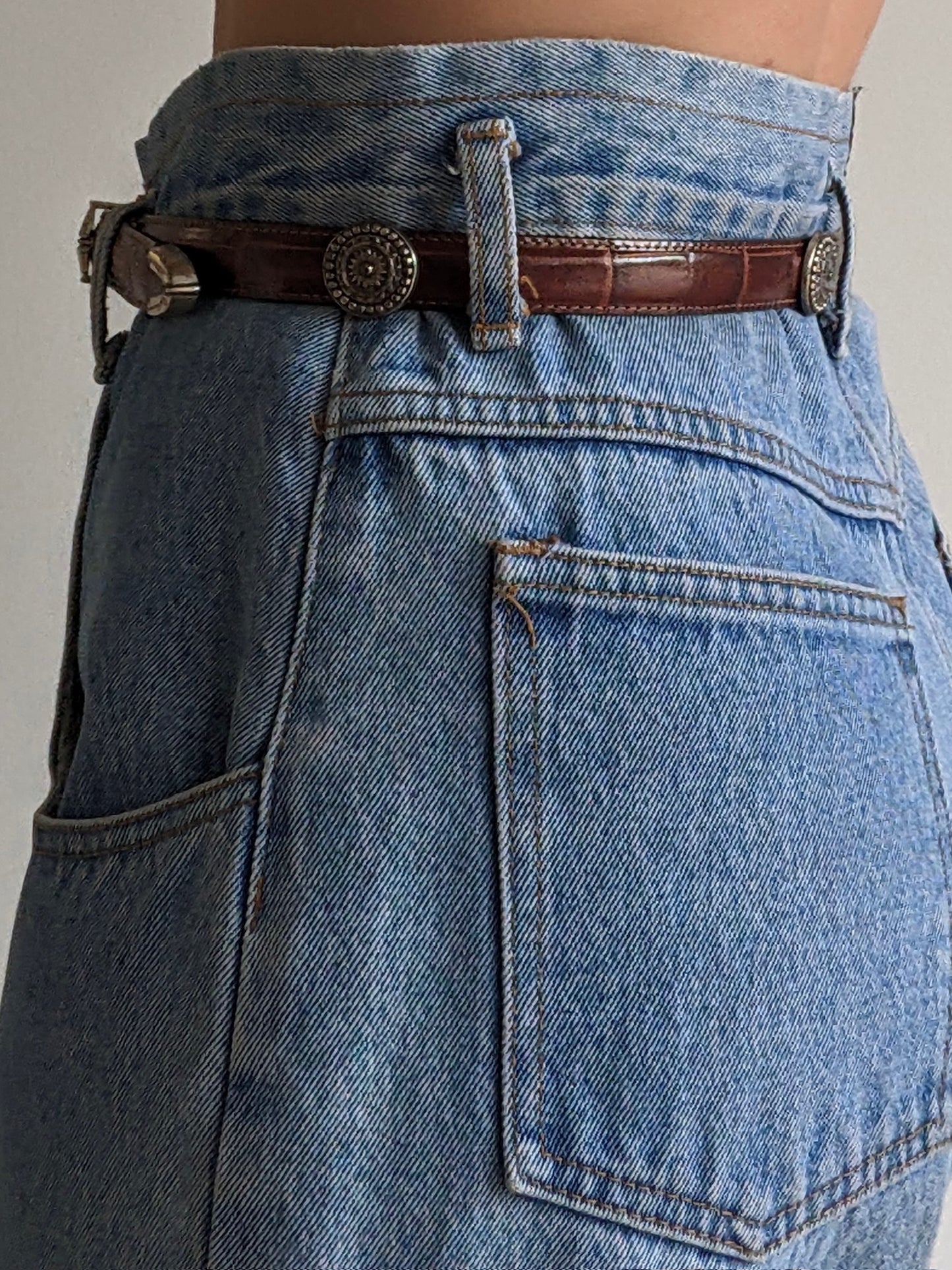 Vintage Embossed Leather & Silver Pendant Belt