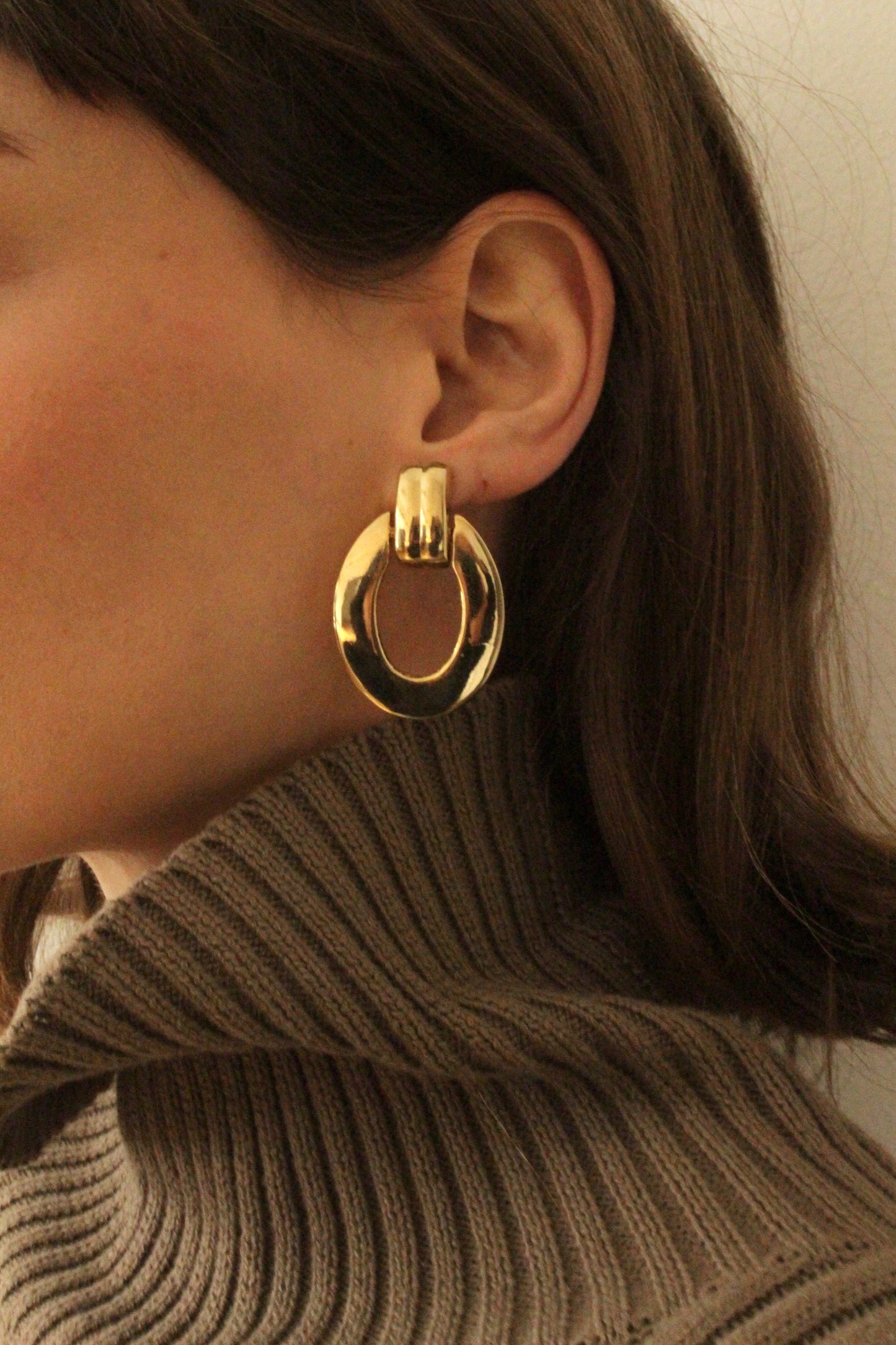 Beautiful Vintage Gold Door Knocker Earrings