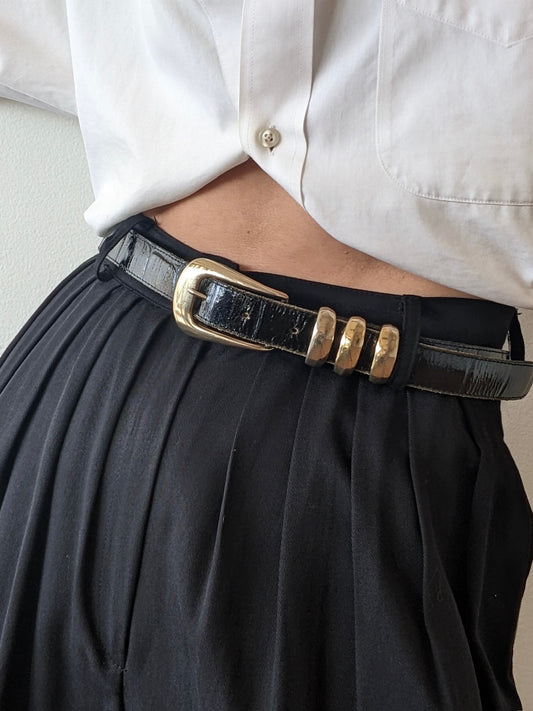 Vintage Italian Croc-Embossed Leather Belt