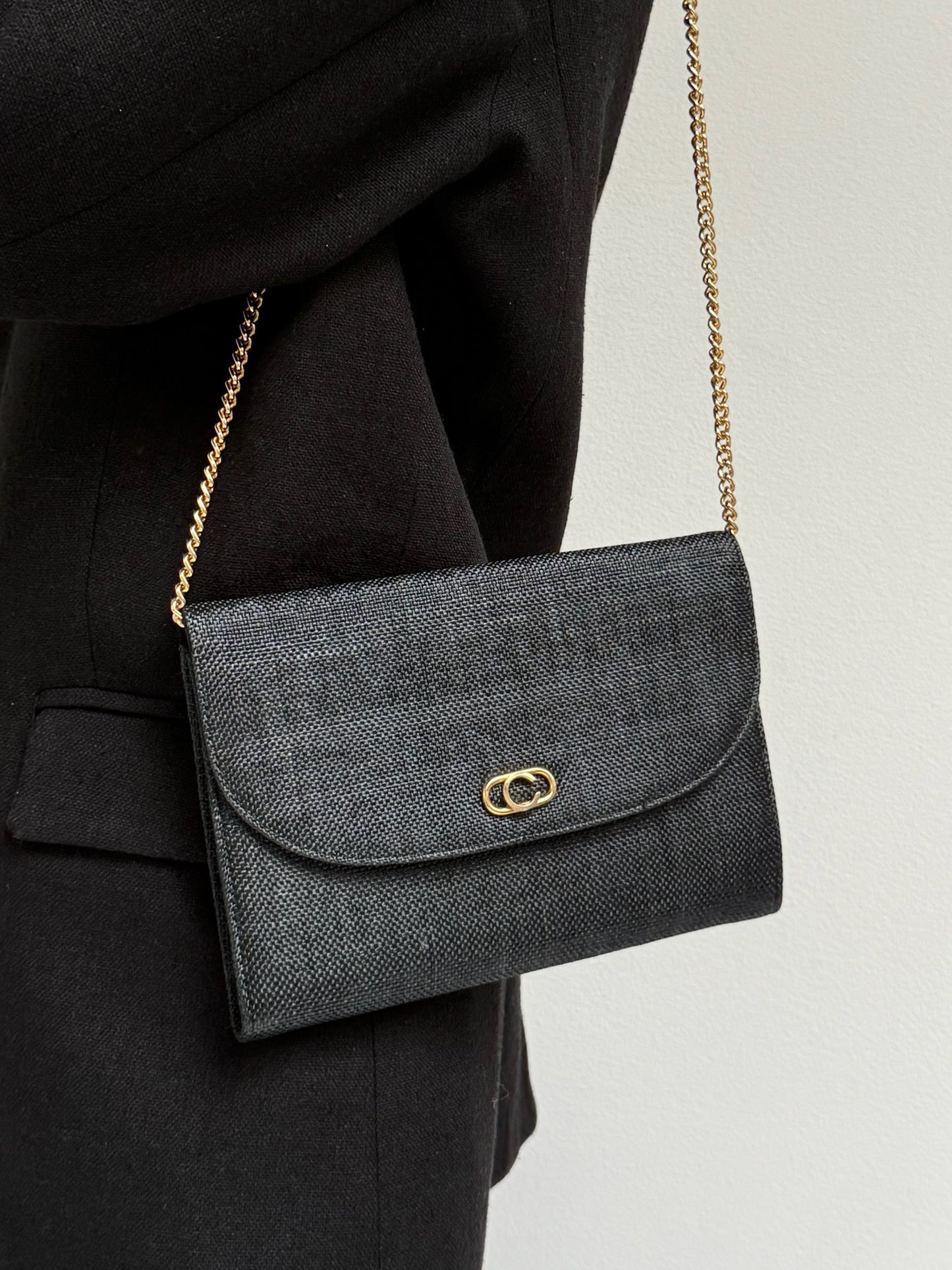 Lovely Vintage Onyx Woven Envelope Purse