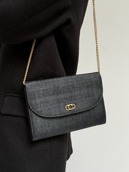 Lovely Vintage Onyx Woven Envelope Purse