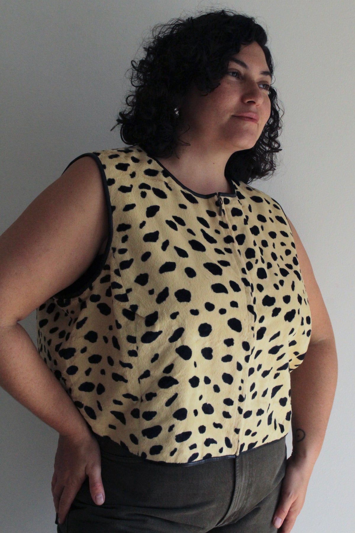 Vintage Animal Print Zip Vest
