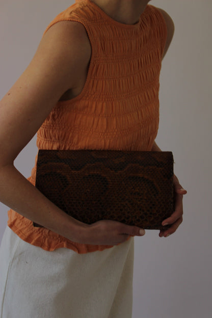 Incredible Vintage Genuine Snakeskin Clutch Bag