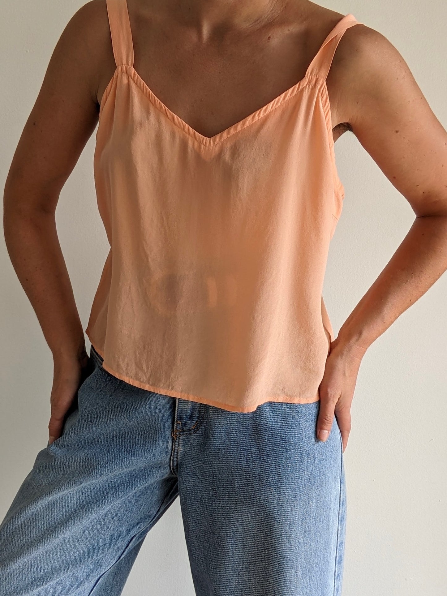 Vintage Peach Silk Slip Top