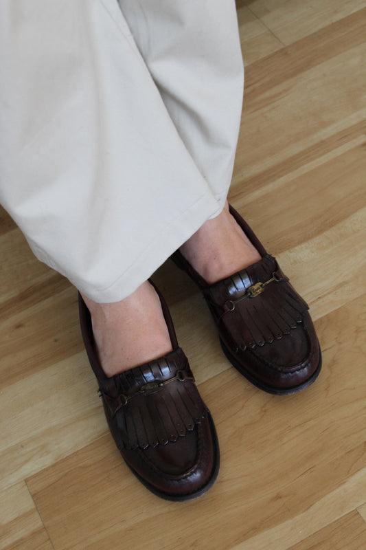 Vintage Bass Oxblood Kiltie Leather Loafers