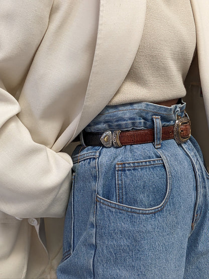 Amazing Vintage Segmented & Reversible Leather Belt