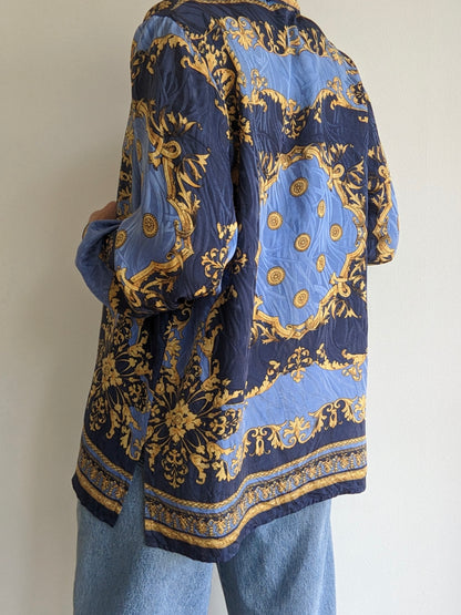 Vintage Silk Baroque Print Blouse