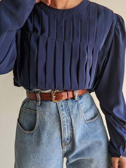 Rare Vintage Pleated Silk Blouse