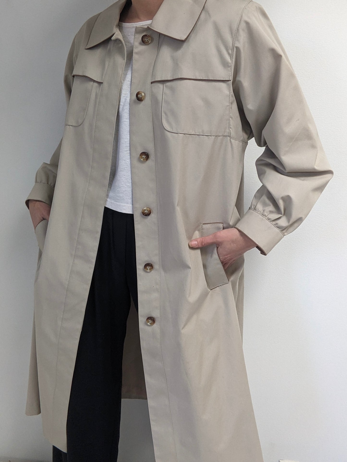 Vintage Belted Khaki Trench Coat