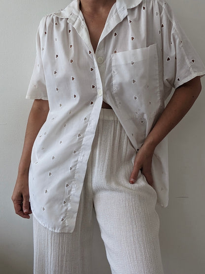 Vintage Lightweight Eyelet Button Up