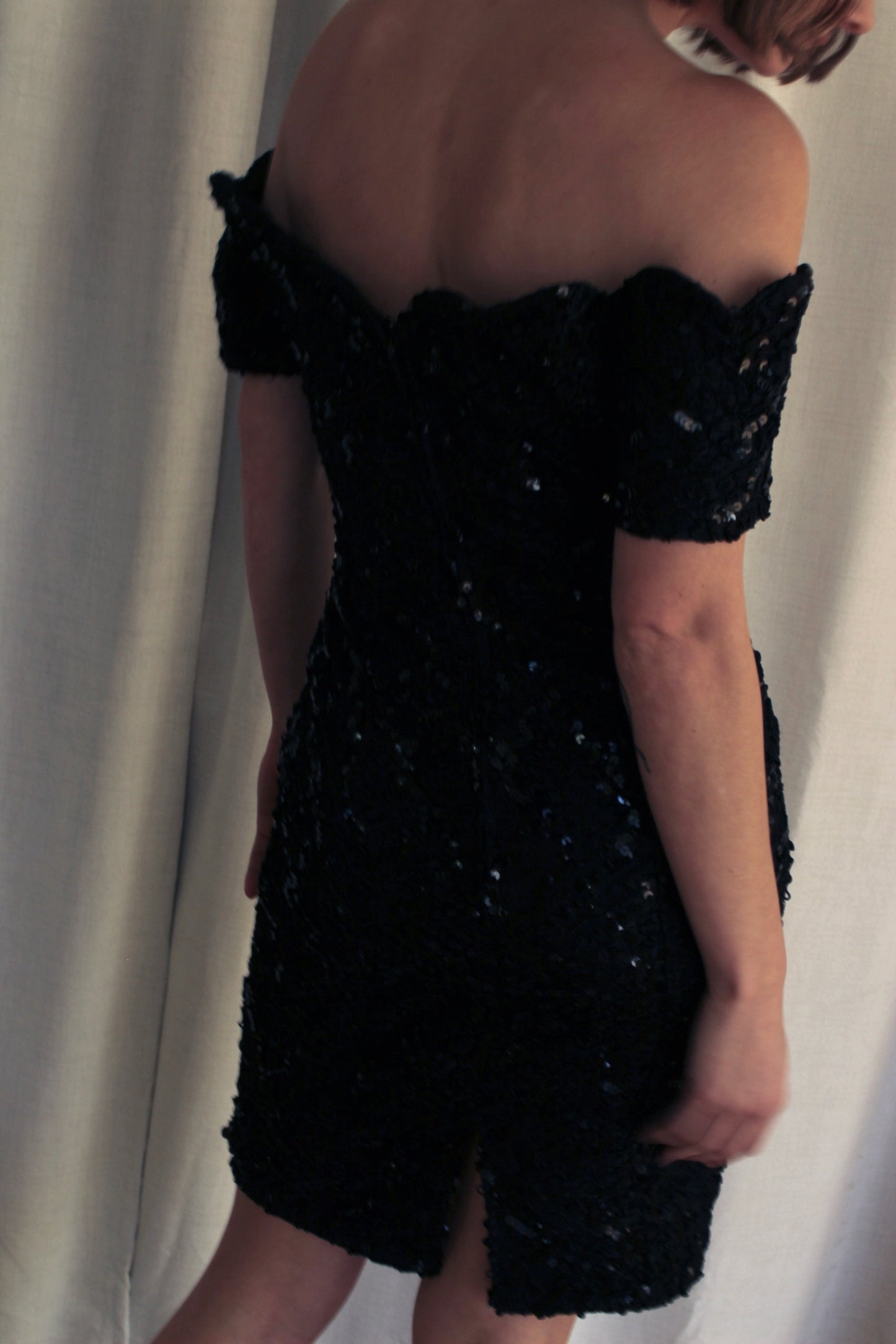 Vintage Onyx Sequined Party Dress