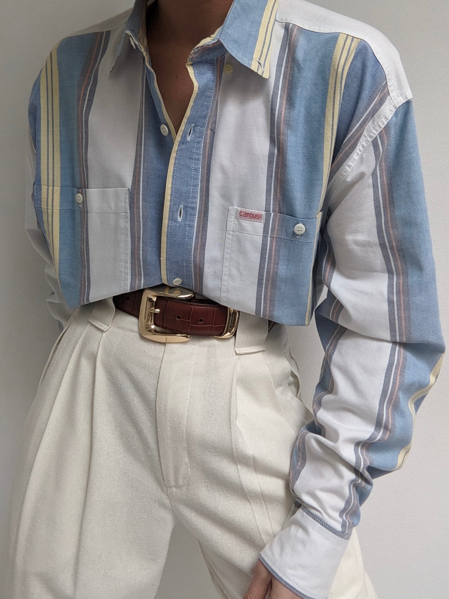 Vintage Faded Striped Cotton Shirt