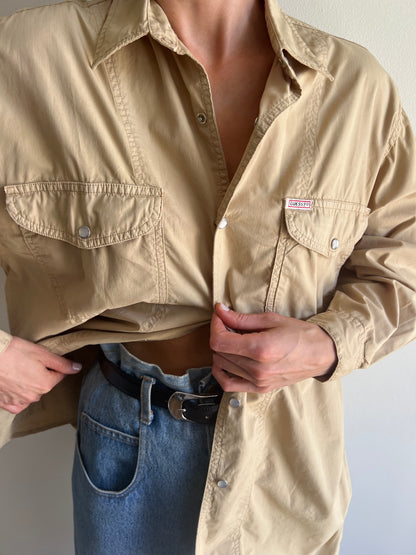 Vintage Guess Sand Pearl Snap Shirt