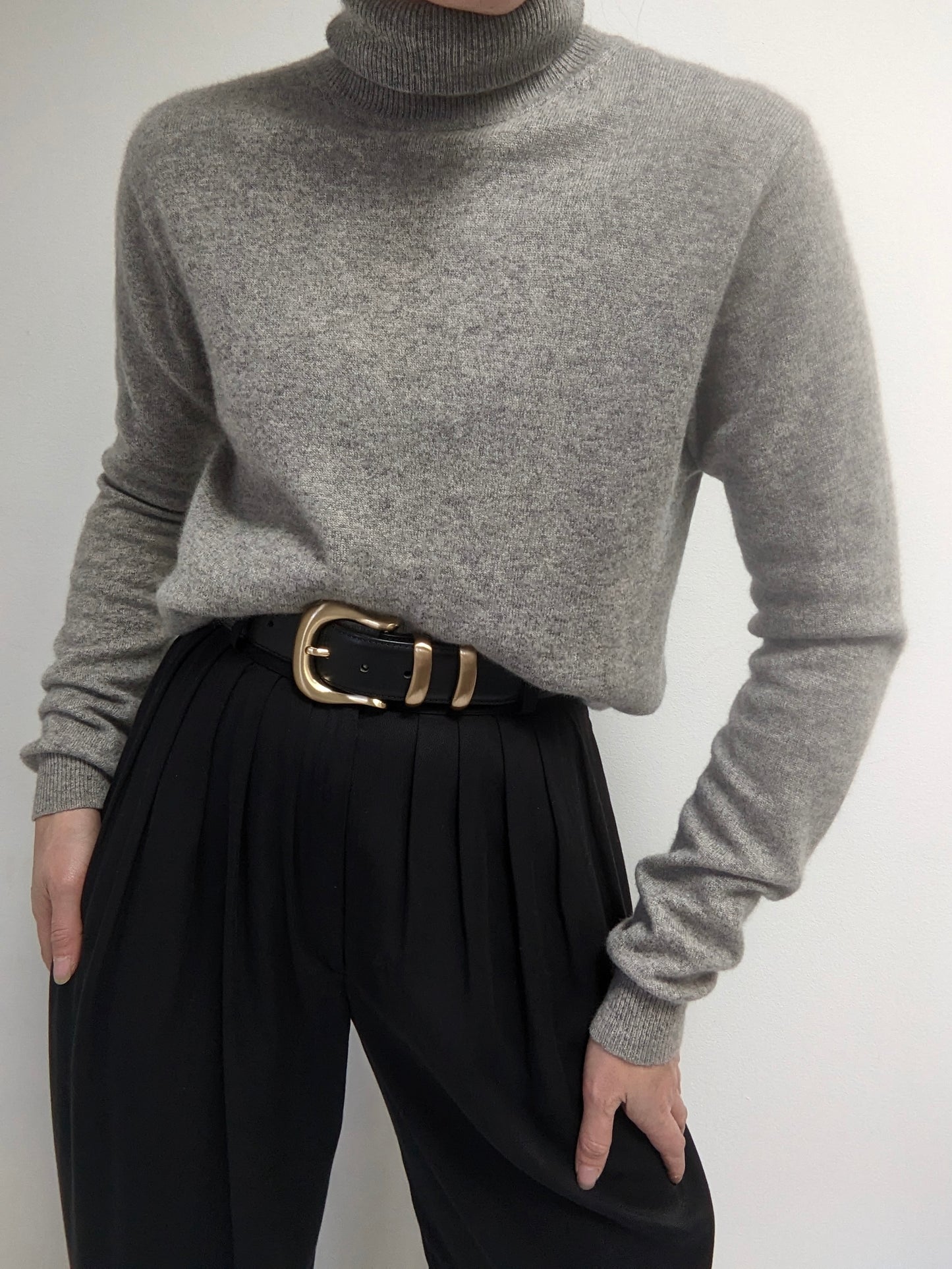 Vintage Stone Grey Cashmere Turtleneck