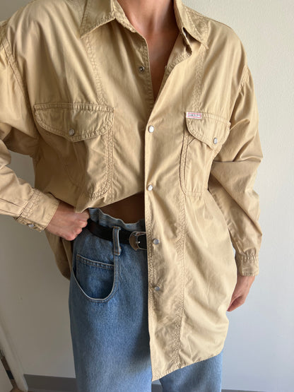 Vintage Guess Sand Pearl Snap Shirt