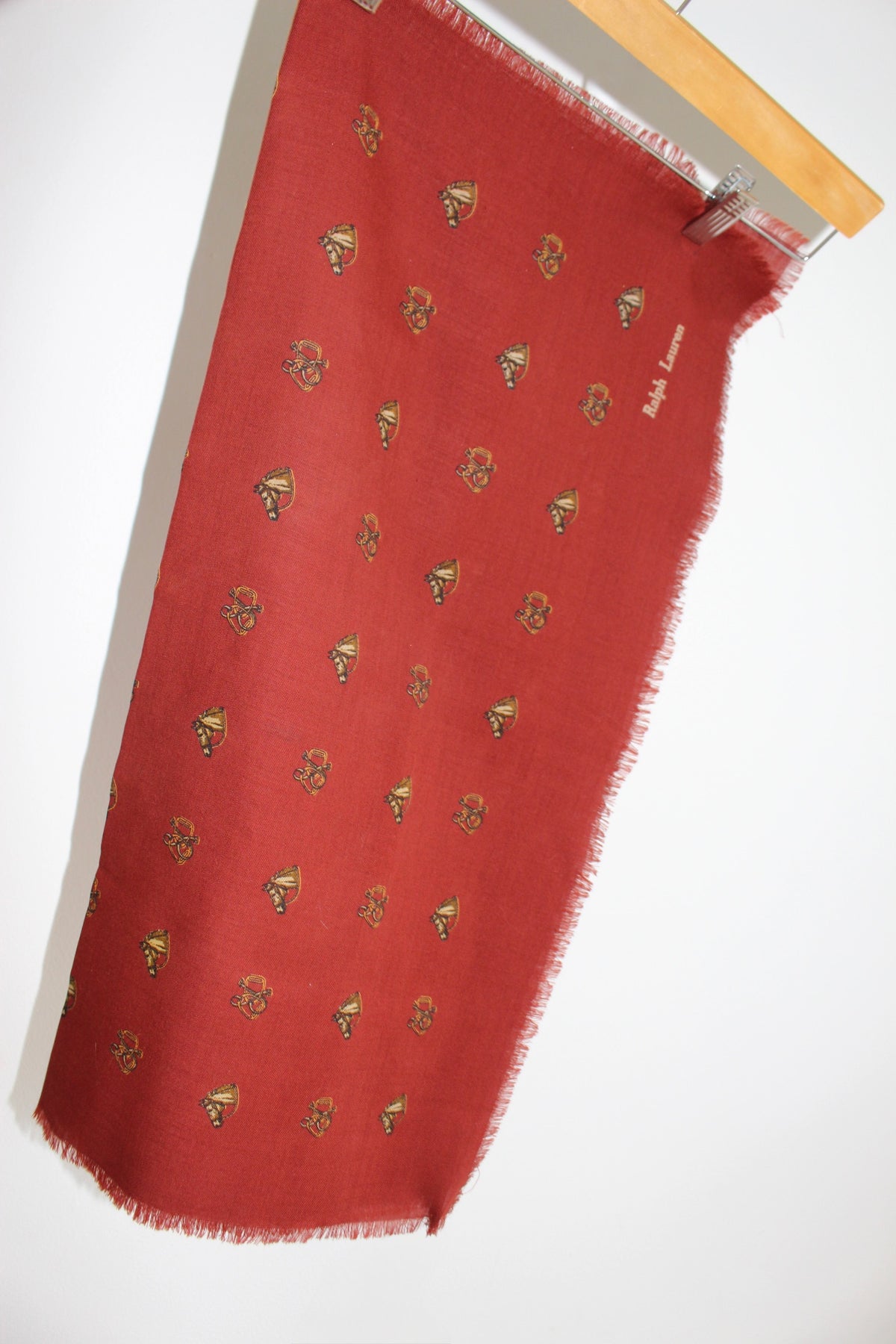 Vintage Ralph Lauren Rust Equestrian Themed Scarf