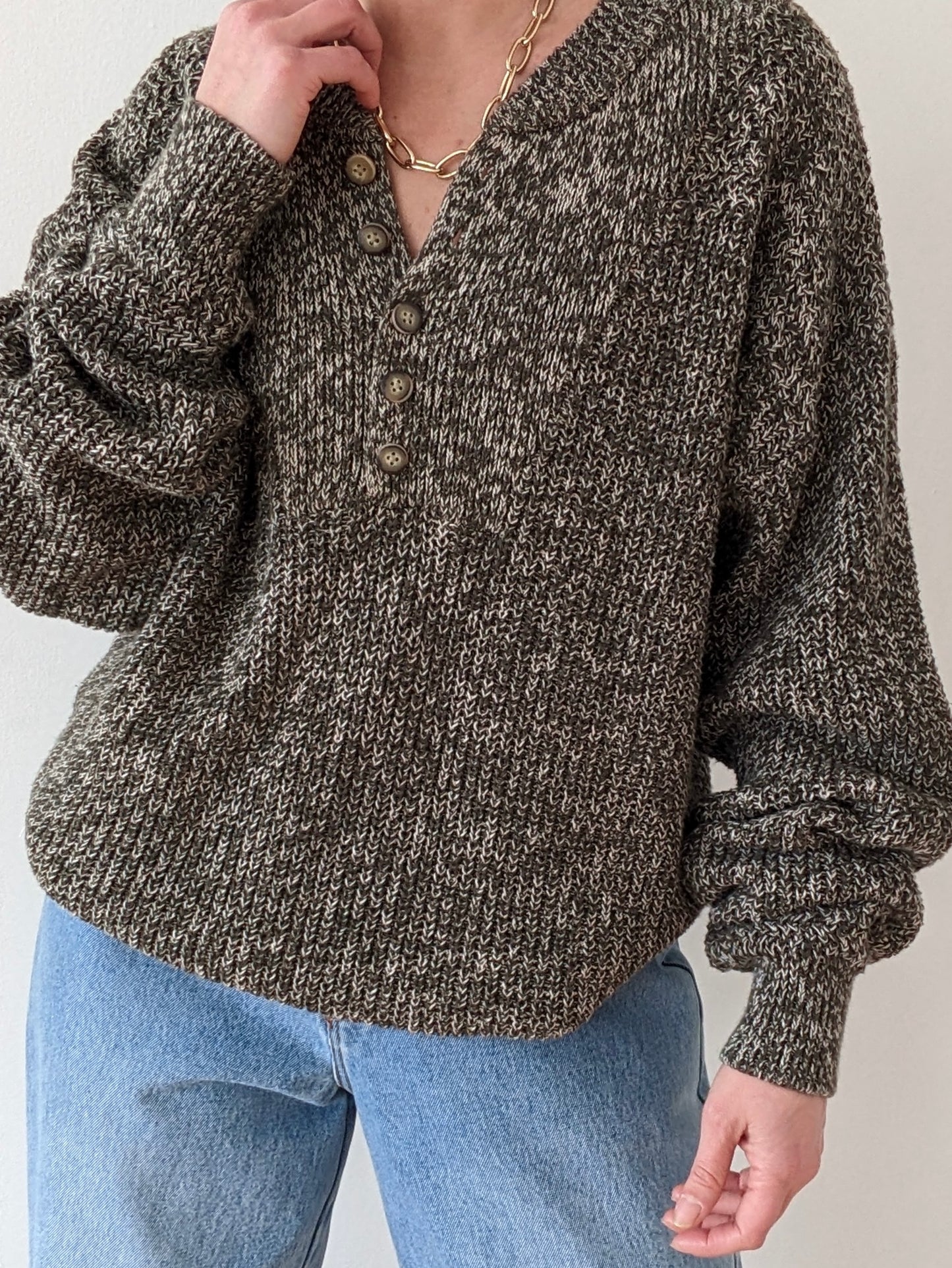 Favorite Vintage Olive Cotton Henley