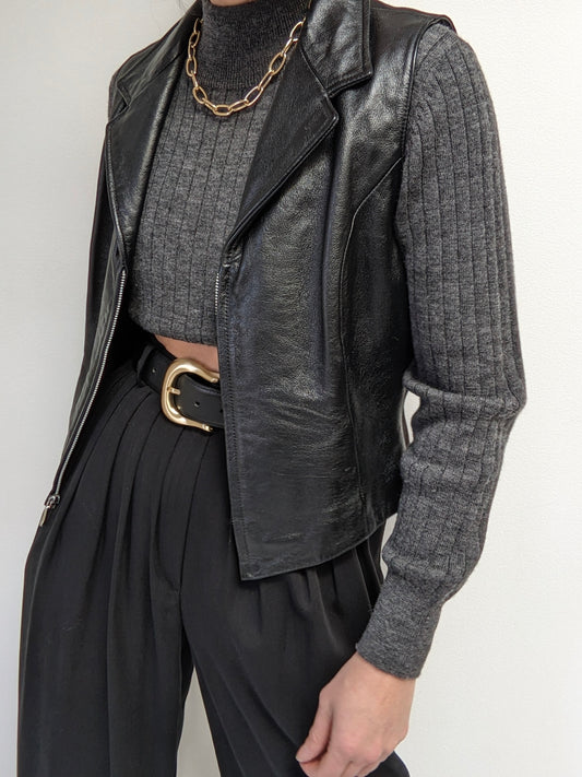 Vintage Wilsons Onyx Leather Zip Vest