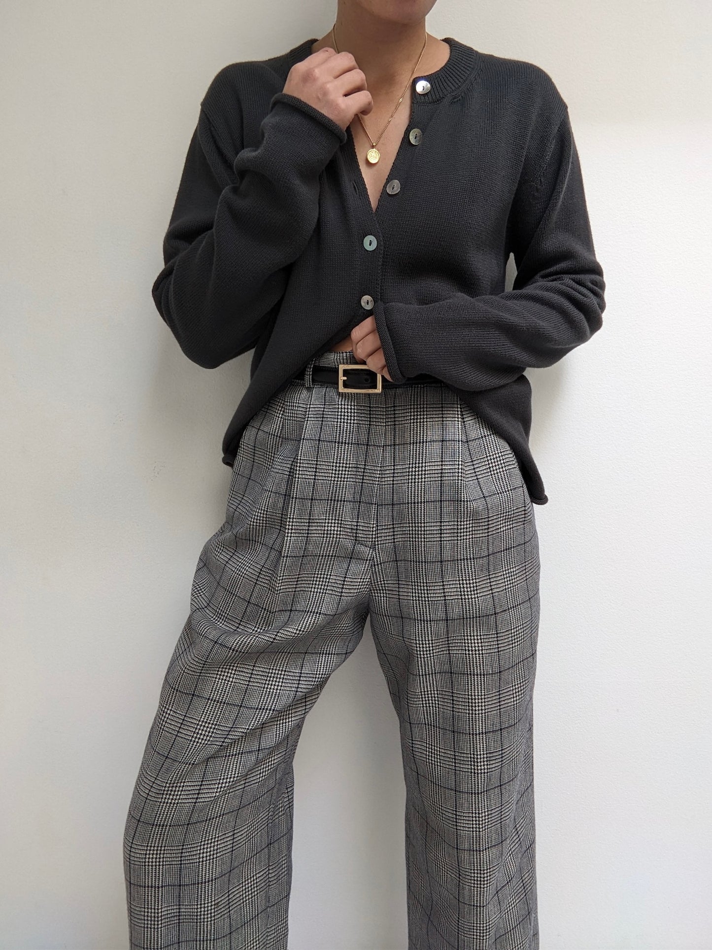 Vintage Plaid Wool Trousers