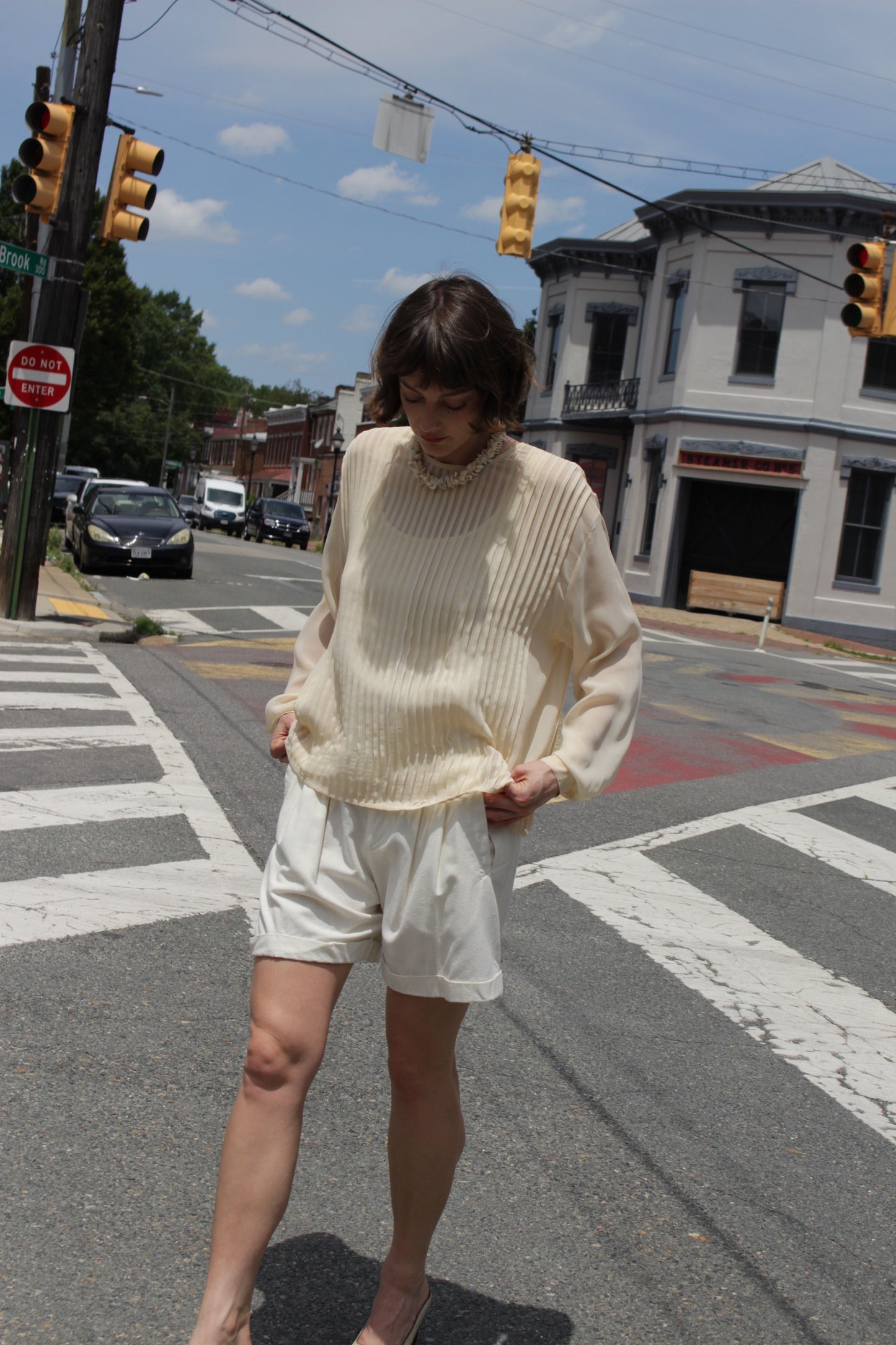 Favorite Vintage Sheer Pleated Silk Blouse