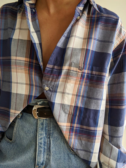 Vintage Christian Dior Embroidered Plaid Shirt