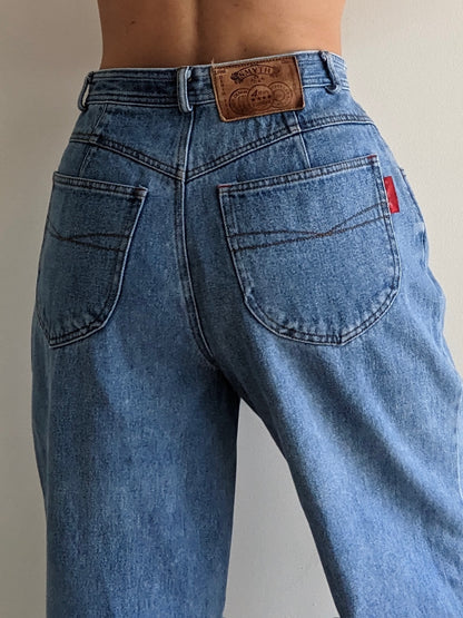 Vintage Pleated High-Rise Denim