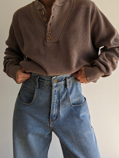 Favorite Vintage Taupe Cotton Henley