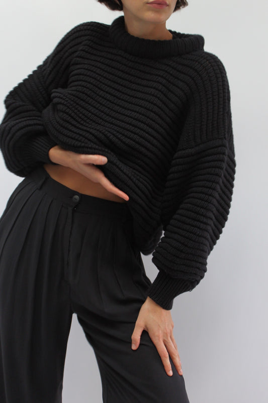 Romy Cotton Balloon Sleeve Sweater