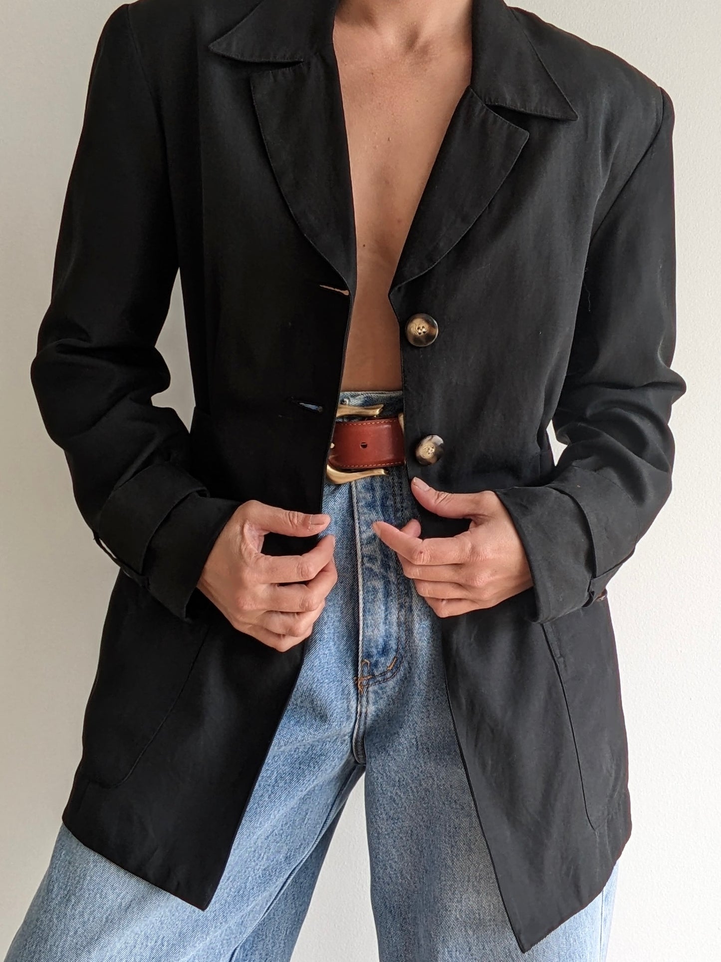 Vintage Ink Black Silk Jacket