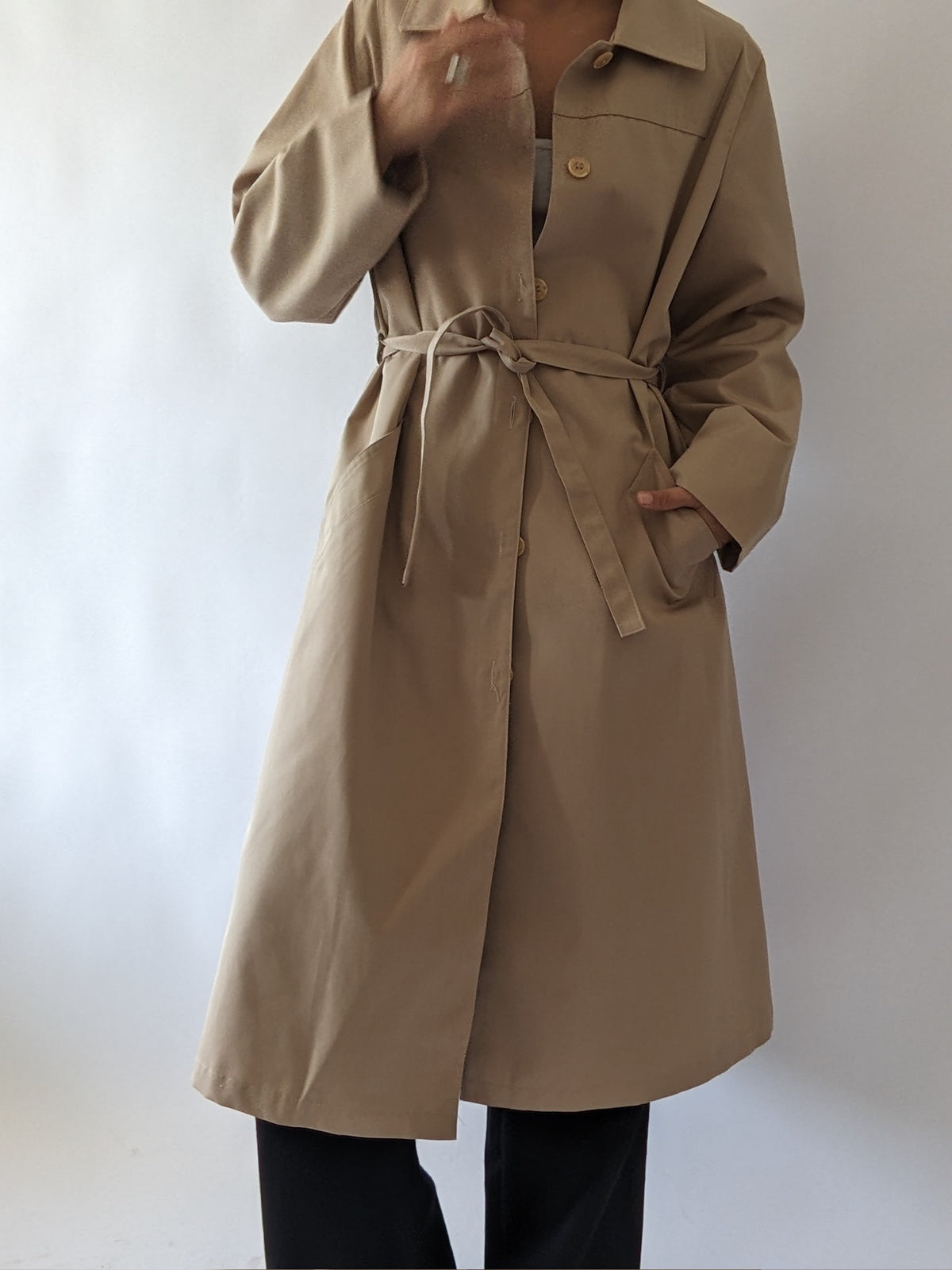 Vintage Belted Khaki Trench Coat