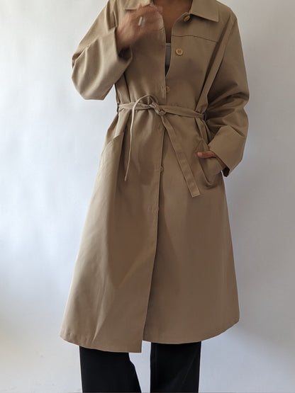 Vintage Belted Khaki Trench Coat