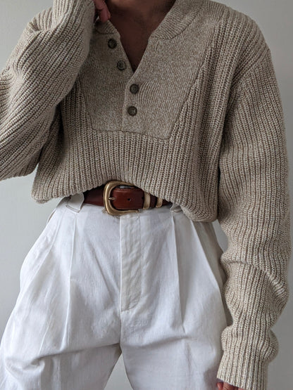 Vintage Oat Cotton Henley