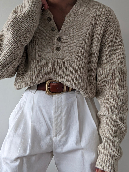 Vintage Oat Cotton Henley